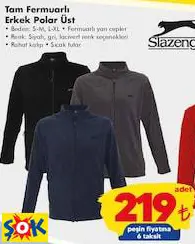 SLAZENGER TAM FERMUARLI ERKEK POLAR ÜST